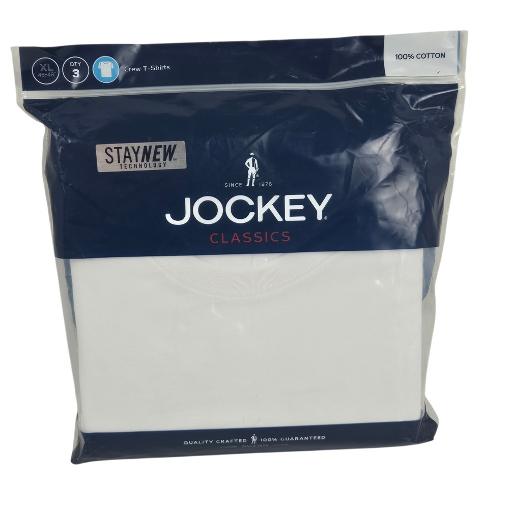 Jockey Classics Crew T-Shirts 3-Pack StayNew Cotton White XL 46-48 NOS 2015
